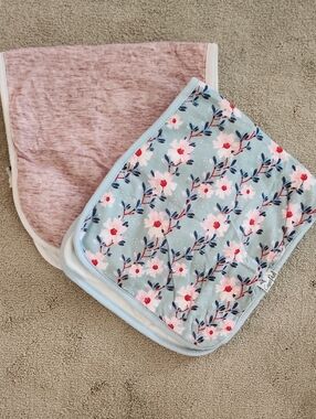 Copper Pearl floral Blue & Pink Baby Burp Rags